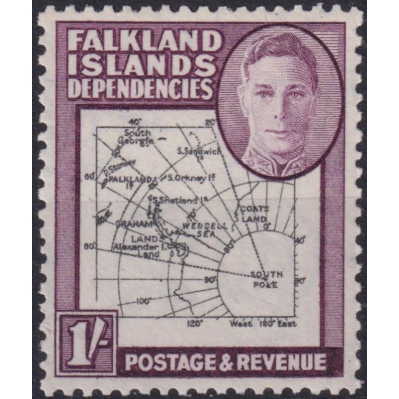 Falkland Island Dependencies 1946 1/- Thick Maps with POKE Flaw MUH