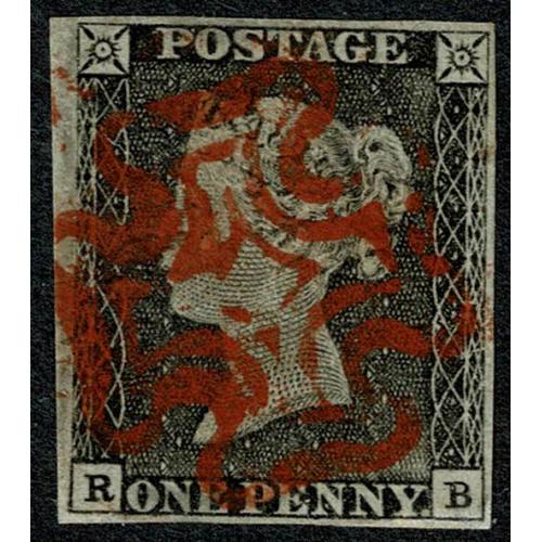 1d grey black.(worn plate) Plate 1a  RB. Cancelled by complete red Maltese Cross