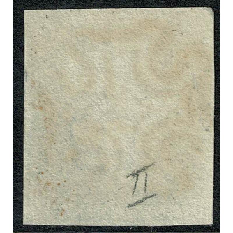 1d Black CH Plate 2. Four margins, Black Maltese cross cancellation.