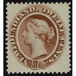 Newfoundland. 1865 12c red-brown. Mounted mint. SG 28