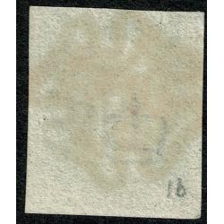 1d Black. Plate 1b  "NC". Four margins cancelled by complete red Maltese Cross