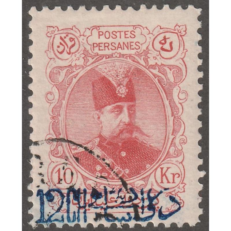 Persian stamp, Scott#366, hinged, blue surcharged, 1903, #PW-3