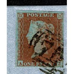 1d red AJ on entire to London. Birmingham horizontal oval cancellation.