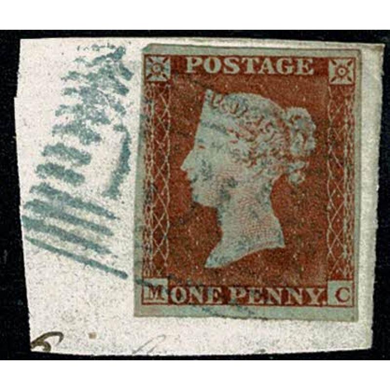 1d Red MC on piece with Scottish numeral cancellation. SG 8-12