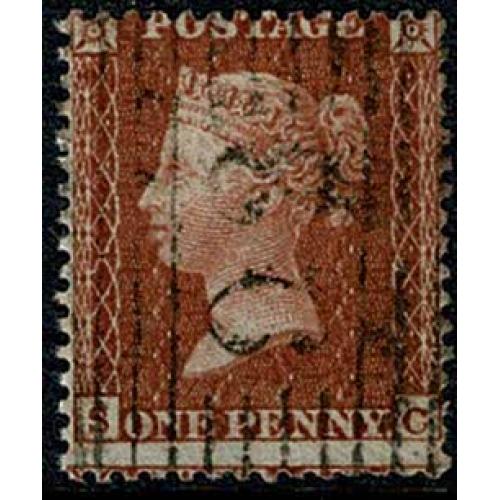 Perforated 1d Red. SC Plate 13. Perf 14. Wmk Small Crown Die II. SG 24. Spec. C3