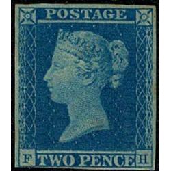 1841 2d Blue FH. Fine mounted mint. SG 14.