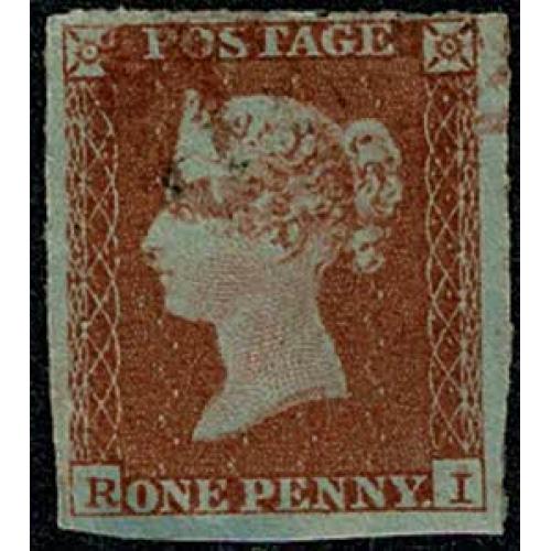 1d Red RI Plate 145. Scarce LARGE PART RED NUMERAL CANCELLATION. SG 8-12
