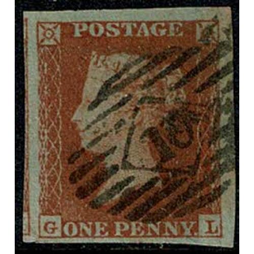 1d Red GL Plate 167. London 10 numeral cancellation.SG 8-12