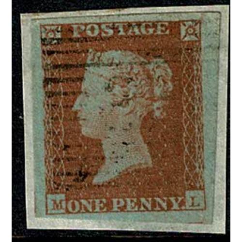1d Red ML Scottish numeral cancellation. Plate 121. SG 8-12