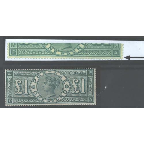 GB 1891 £1 green sg212 variety PA spur on lower right corner vf mint, lovely colour cat £3500++ 