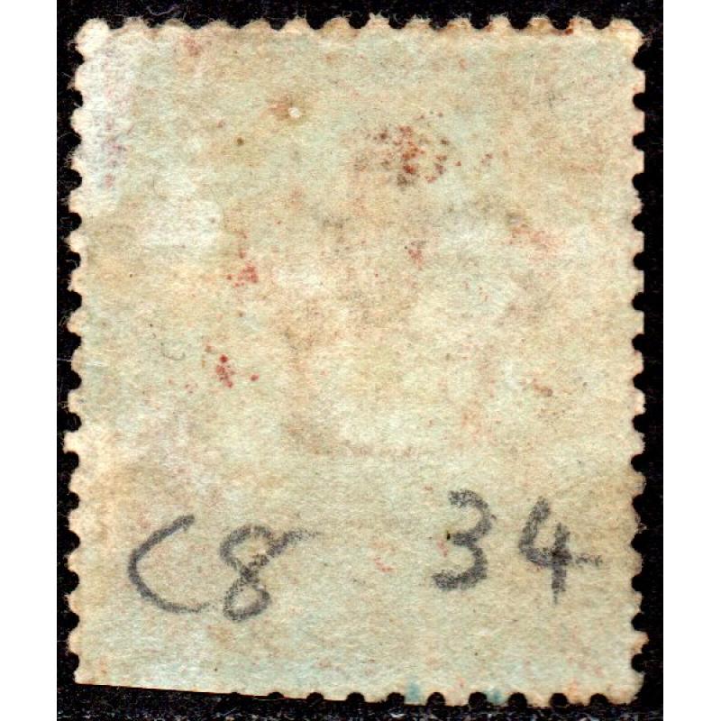 1856 C8 Sg 29 1d red-brown 'LG' Plate 34 with Numeral Cancel Good Used