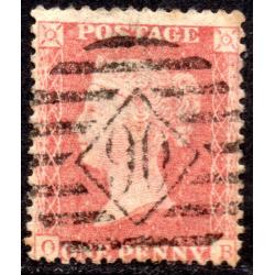1857 Sg 40 C10 1d red-brown 'OB' Plate 27 with 90 Muswell Hill Cancellation Used