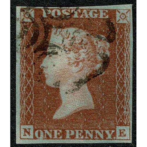 1d Red NE Plate 10. Fine used.