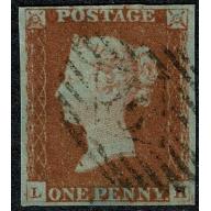1841 1d Red LH Plate 74 Four margin. with re-entry.