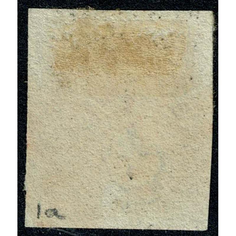 1d Grey black. Plate 1a  PJ. Cancelled by red Maltese Cross