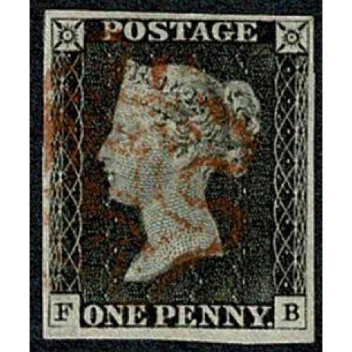 1d grey Black FB Plate 3. Cancelled by light red Maltese cross.