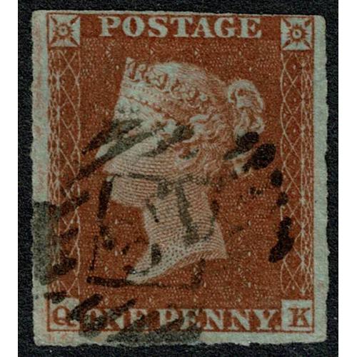 1d red QK Plate 158. London Inland 37 cancel. Scarce late number on imperfs.