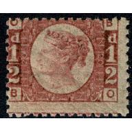 SG 48. ½d rosy mauve BO plate 20. Unmounted mint.