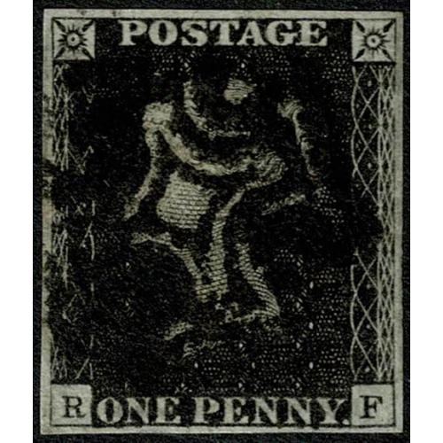 1d Black. Plate 11  RF. Black Maltese Cross cancellation.