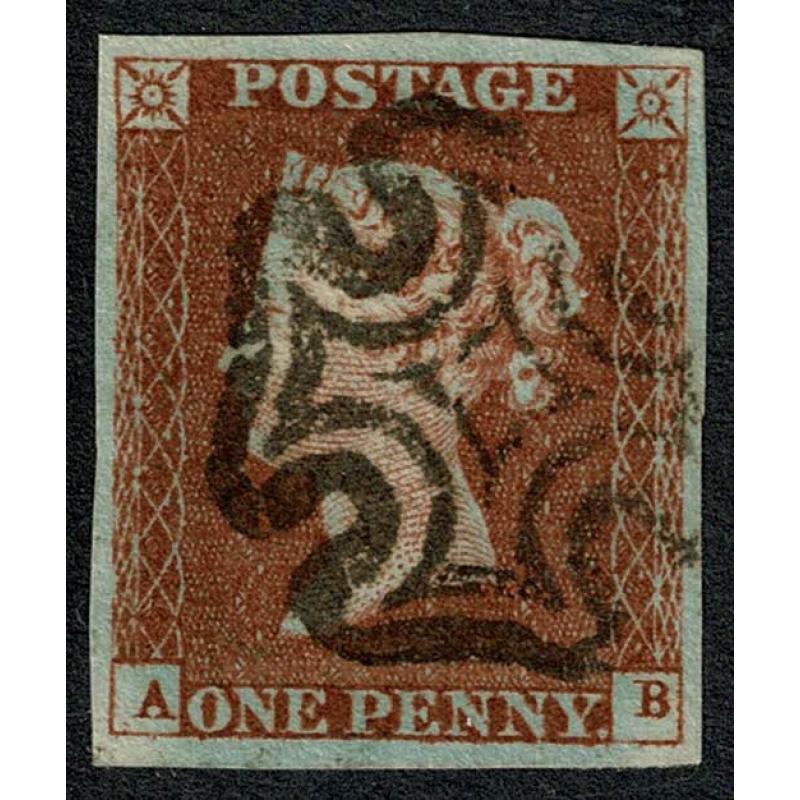 1d Red AB Plate 32. STIRLING Maltese cross cancellation.