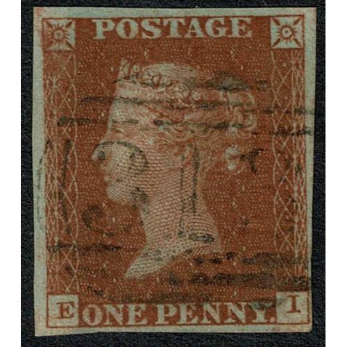 1d red EI Plate 46. Upright 313 of LEA cancellation. Rare.