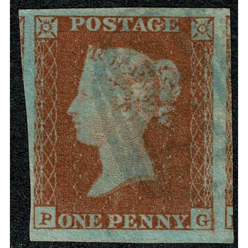 1841 1d Red PG Plate 96. Blue 1844 type cancel.
