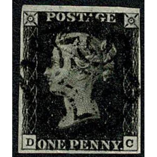 1d intense Black DC  Plate 8. Cancelled by neat black Maltese cross.
